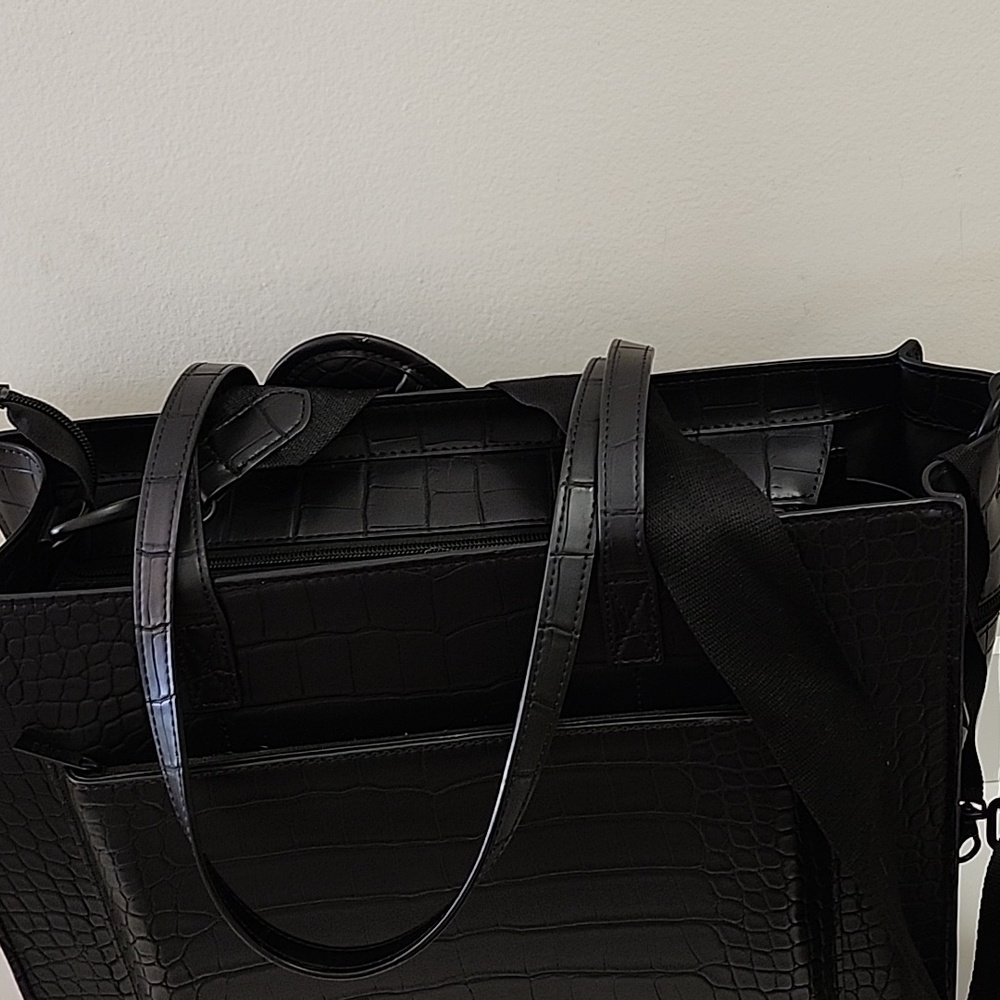BÉIS 'The Large Work Tote' in Black Croc Large Laptop Bag - Picture 6 of 16